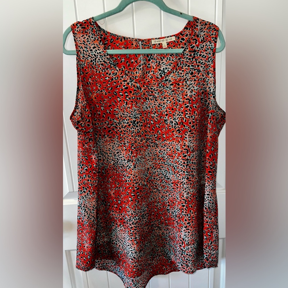 Daniel Rainn Orange Leopard Print Blouse